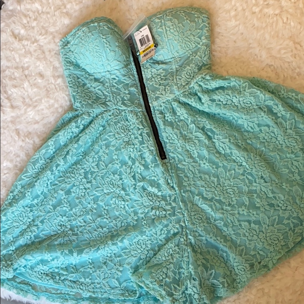 Material Girl Aruba Blue Lace Romper NWT
